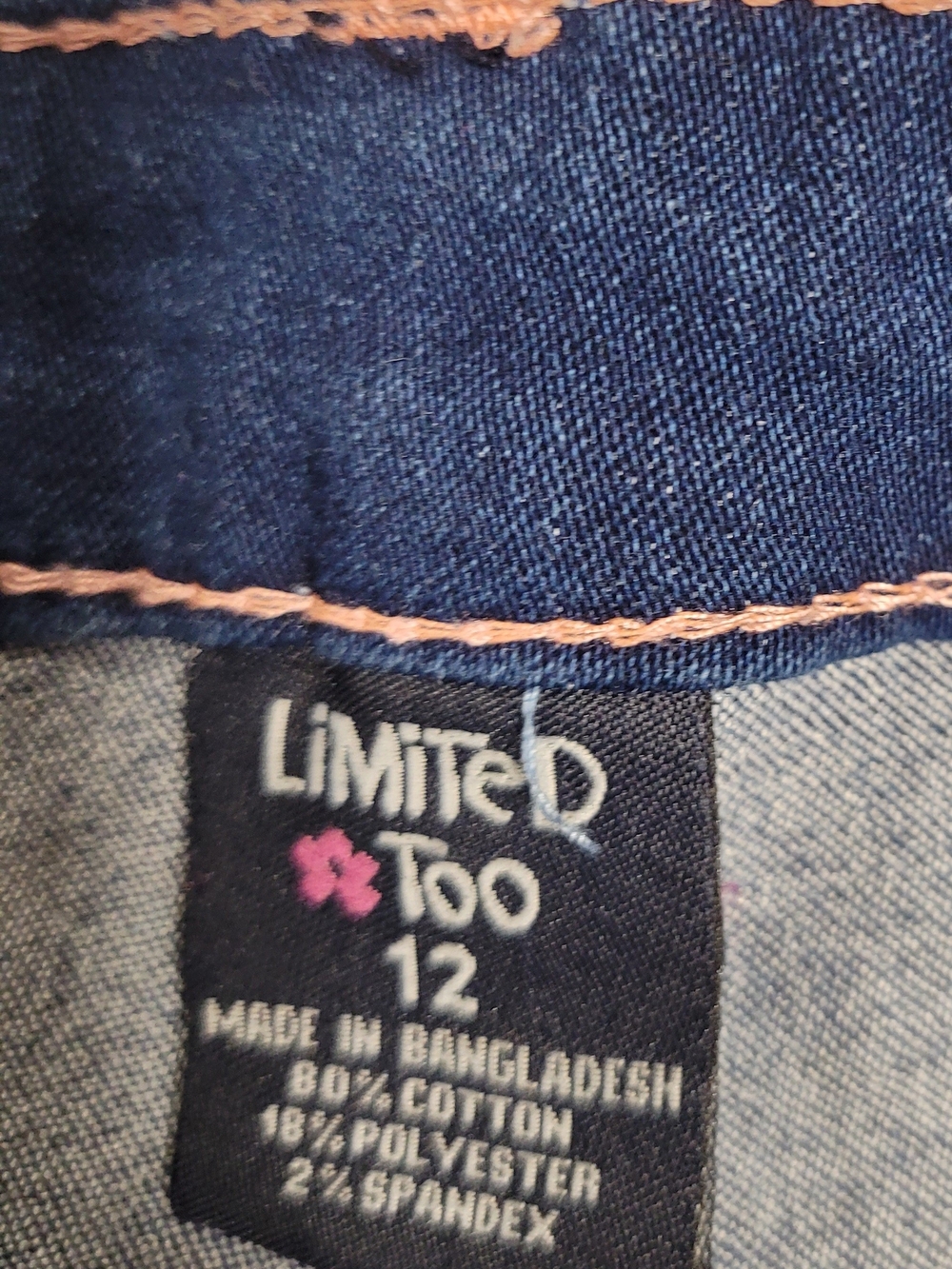 Limited Too Navy Denim Shorts with Pink Topstitching - Picture 3 of 4